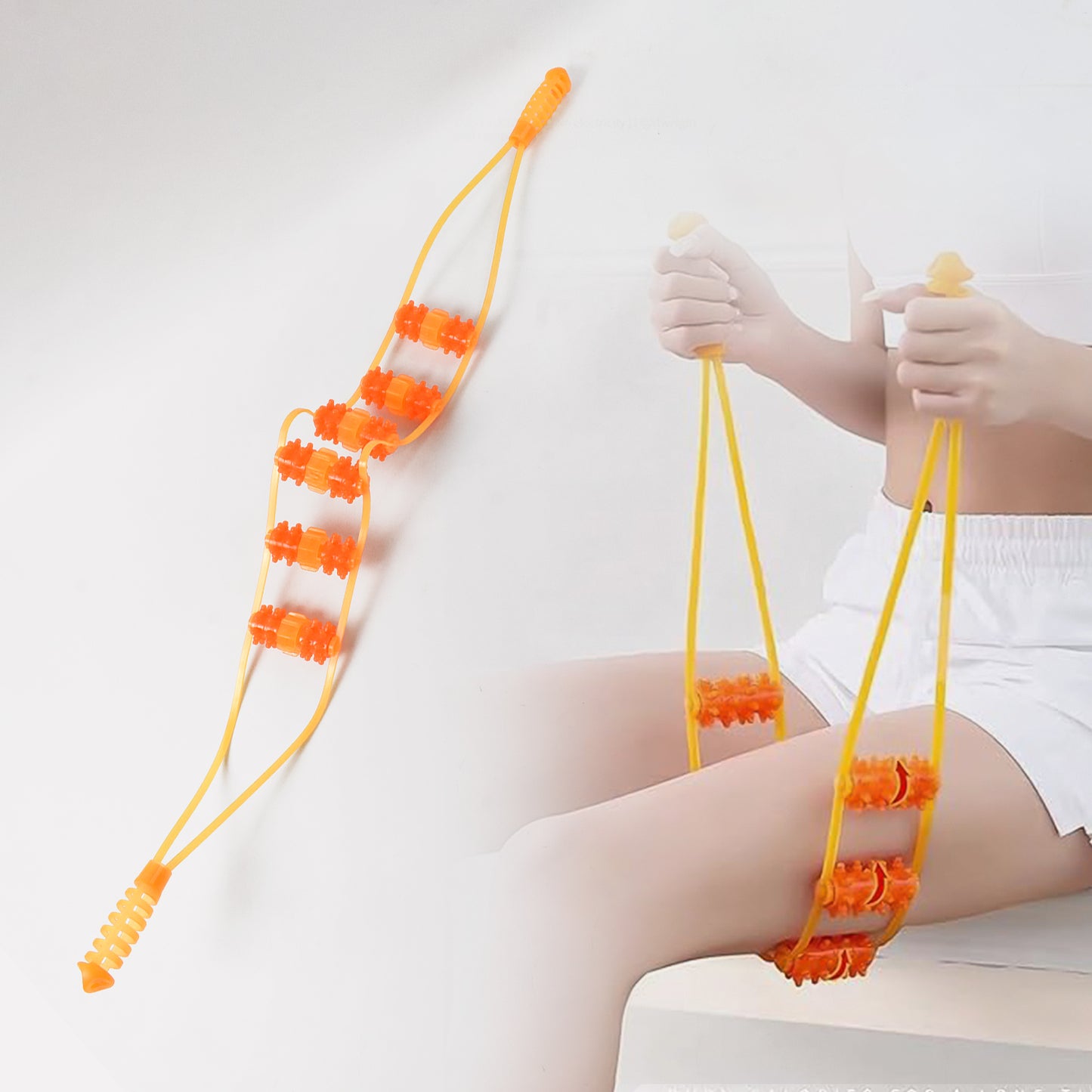 Wukusy handheld back massage roller rope for muscle relief, featuring textured surface for targeted pressure relief.