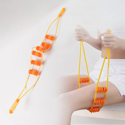 Wukusy handheld back massage roller rope for muscle relief, featuring textured surface for targeted pressure relief.