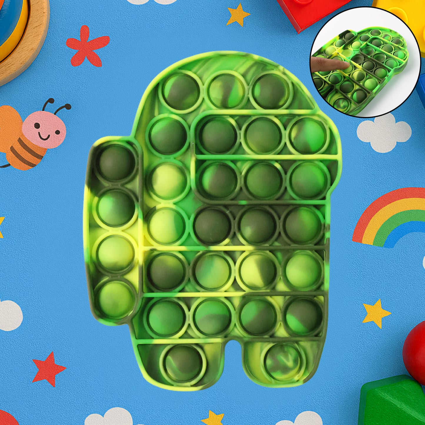 Wukusy Premium Astronaut Silicone Pop It Fidget Toy with colorful bubbles, designed for stress relief and sensory play.