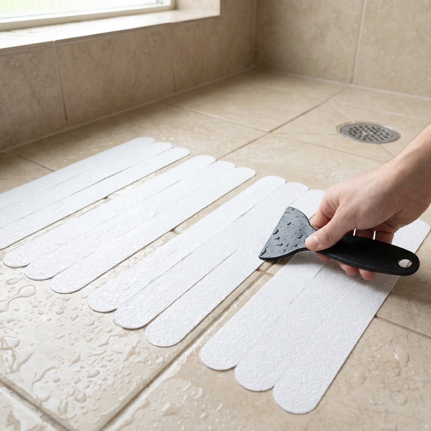 Wukusy anti-slip bath strips with invisible grip for safe, slip-resistant bathing on a bathtub surface.