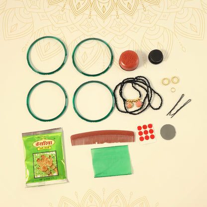 Wukusy Mataji Shringar Box complete puja decoration kit with traditional accessories and vibrant embellishments for religious rituals.