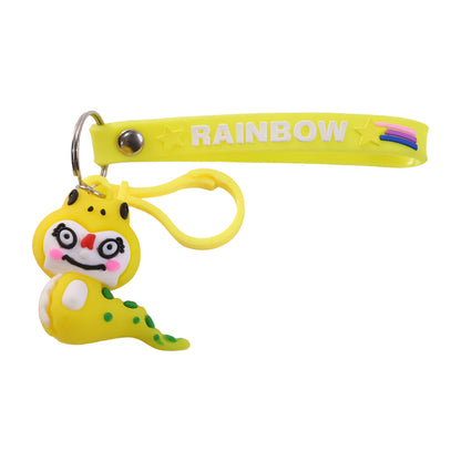 Cute cartoon dinosaur keychain by Wukusy featuring a colorful, playful dinosaur design on a metal keyring.