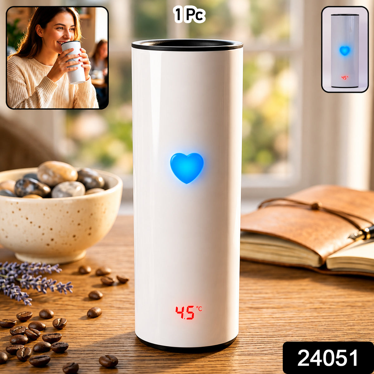 Temperature Display Travel Tumbler  Smart Insulated Water Bottle