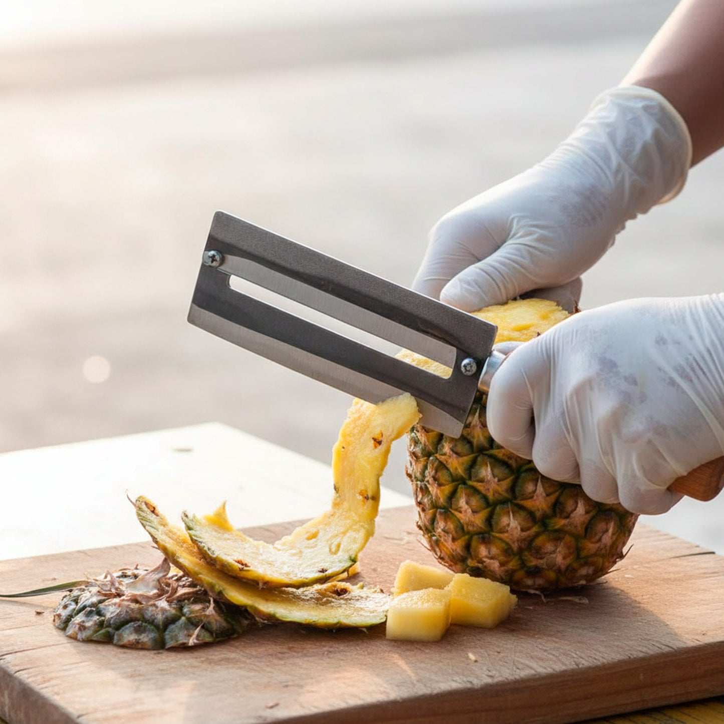 Wukusy stainless steel vegetable peeler with ergonomic handle and sharp blade for peeling carrots, potatoes, and other vegetables.