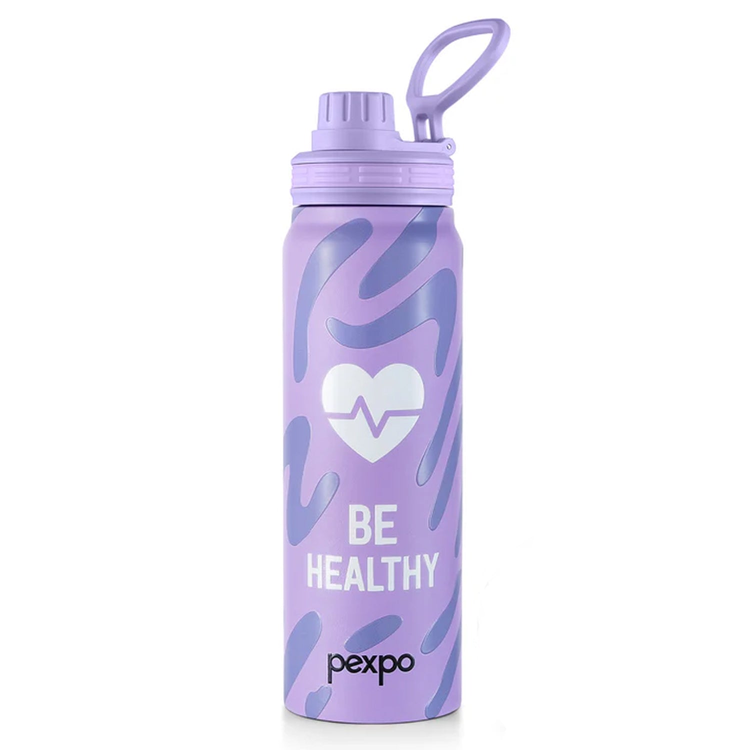 Wukusy Pexpo Austin Art stainless steel water bottle, 800ml capacity, with colorful artistic design and leak-proof lid.