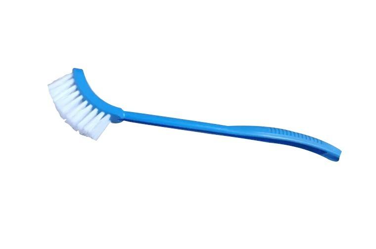 Wukusy 1291 single-sided bristle plastic toilet cleaning brush with a handle for effective bathroom cleaning.