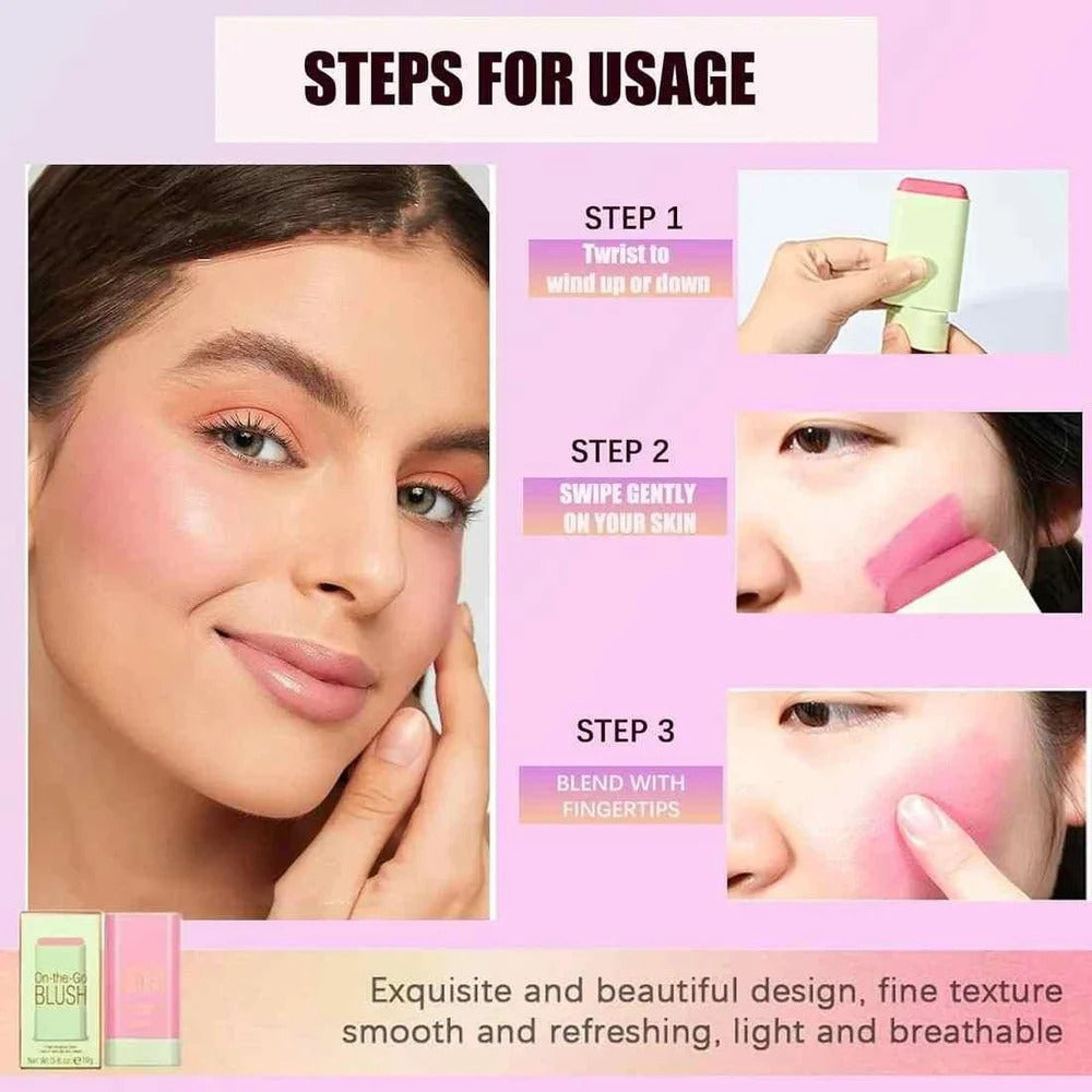 Drpshippr 3-in-1 blush stick for cheeks, lips, and eyes, featuring a moisturizing, multi-use face blush suitable for all skin tones.