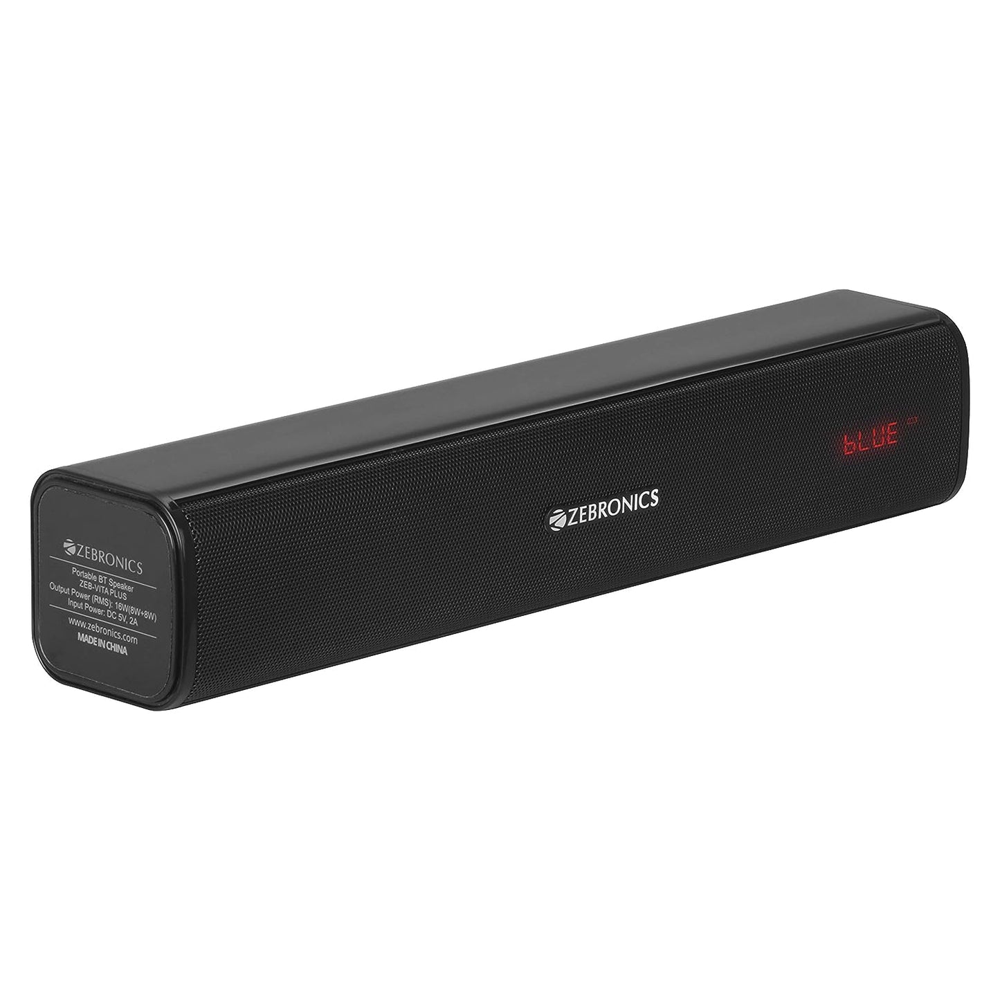 Seasons Zebronics ZEB-PSPK 10 Bluetooth speaker in black with stereo channels, compact design for laptop and desktop use.