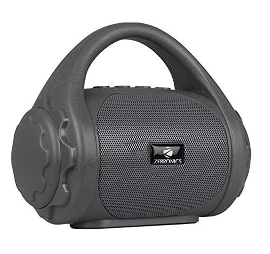 Seasons Zebronics PSPK9 Bluetooth speaker in grey with built-in FM radio, aux input, 6W output, mono channel, portable design