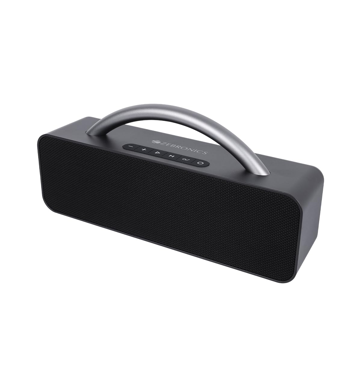 Seasons Zebronics Rocket 200 Bluetooth speaker in black with call function, 20W mono channel portable speaker for audio playback.