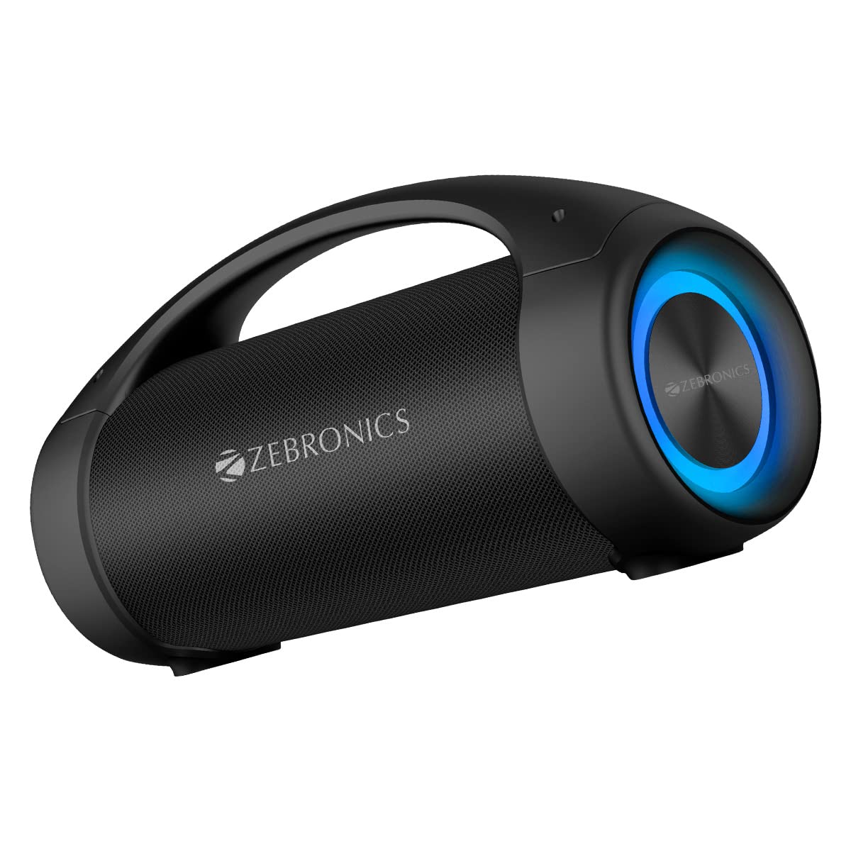 Black Zebronics Zeb-Sound Feast 400 Bluetooth party speaker with mono channel and 60W output, showcased in the image.