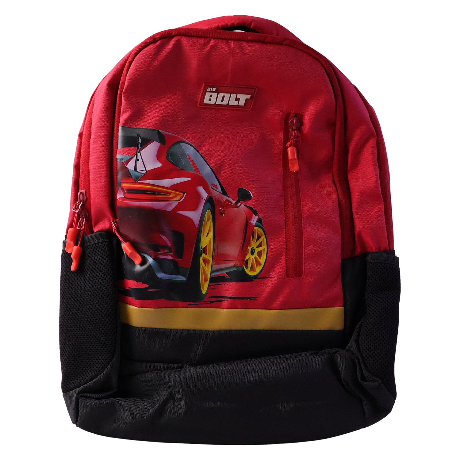 Wukusy 19-inch kids school bag featuring a colorful car design, with adjustable straps and spacious main compartment.