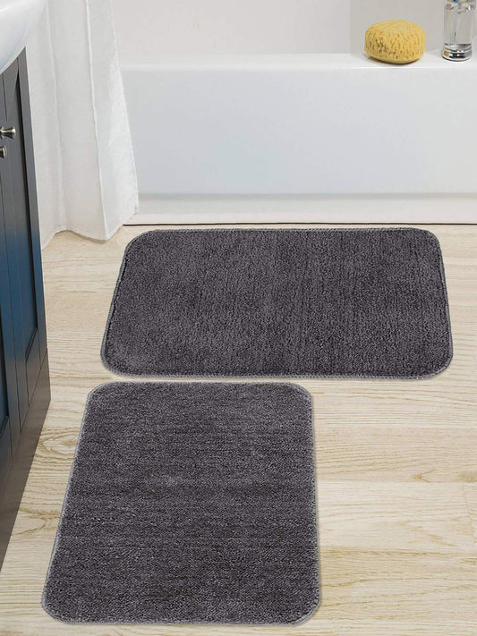 Grey Seasons microfiber anti-skid bath mats, set of 2, with textured surface and non-slip backing for safety and comfort.