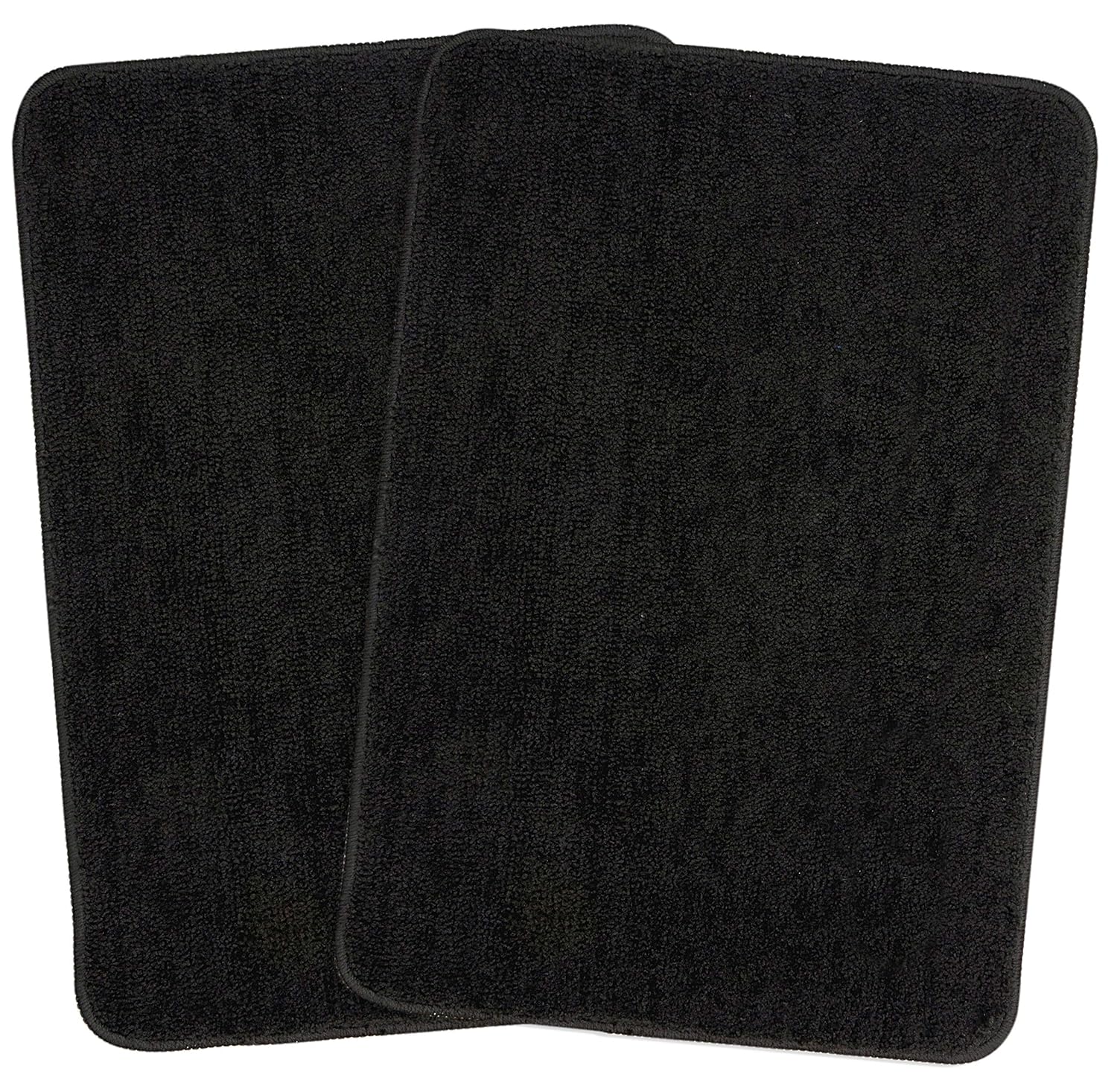 Two black Seasons microfiber anti-skid bath mats with textured surface, designed for safety and comfort in the bathroom.