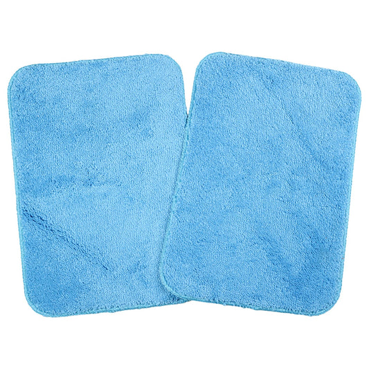 Blue Seasons microfiber bath mat pack with two soft, absorbent bathroom rugs on a tiled floor.