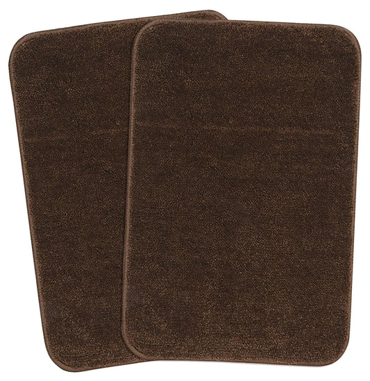 Seasons brown solid rectangular bathmat with modern design, soft and plush fabric for bathroom comfort.