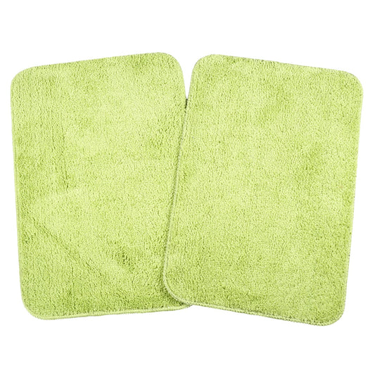 Green microfiber bath mats from Seasons, set of 2, soft and absorbent bathroom accessories.