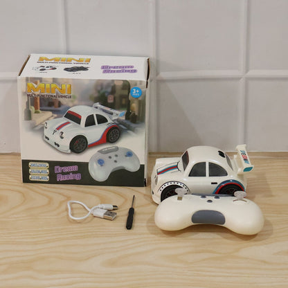 Wukusy mini RC racing car toy with remote control and rechargeable battery, suitable for kids, shown on a plain background.