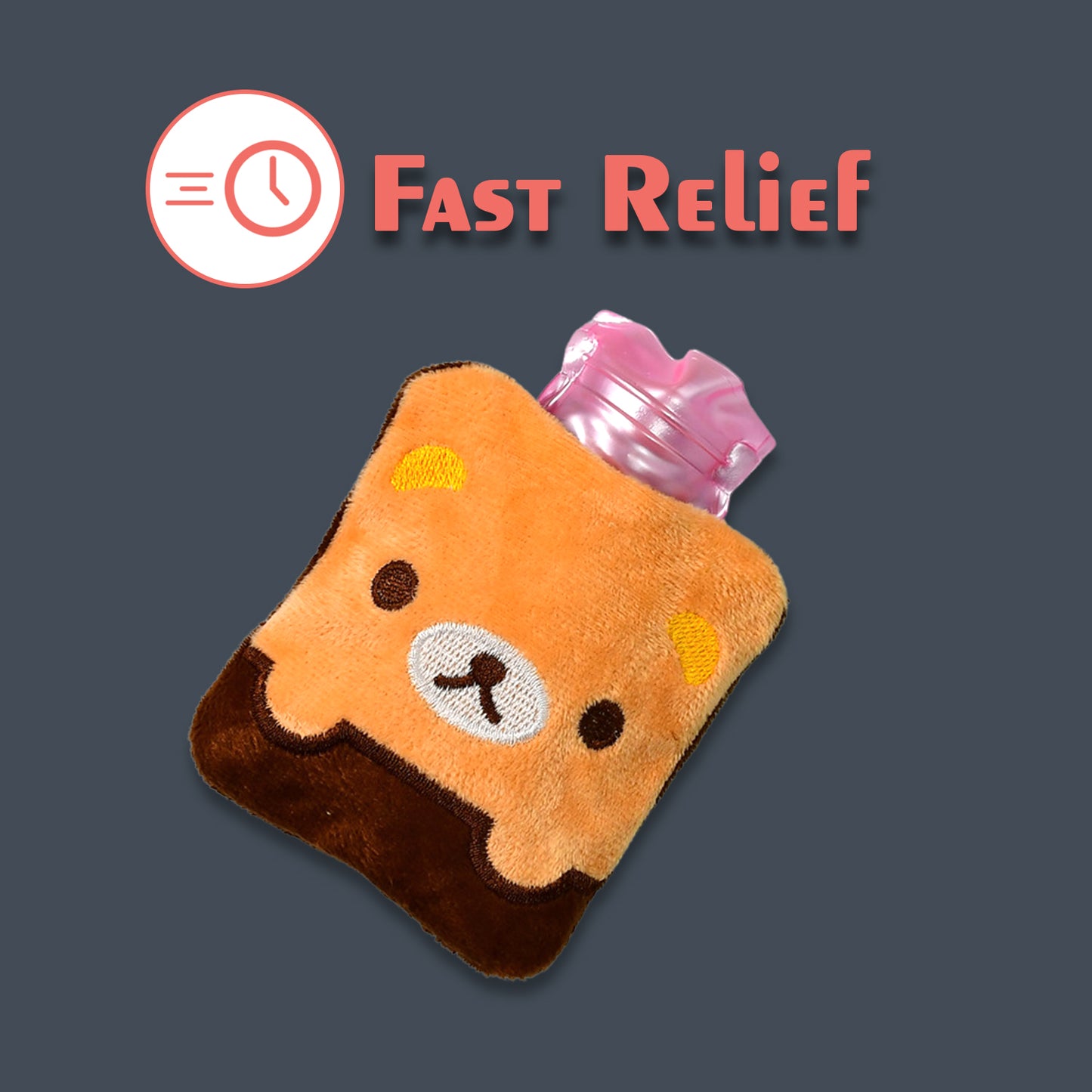 Wukusy brown panda print small hot water bag with cover for pain relief, neck, shoulder, hand, feet warmth, and menstrual cramps