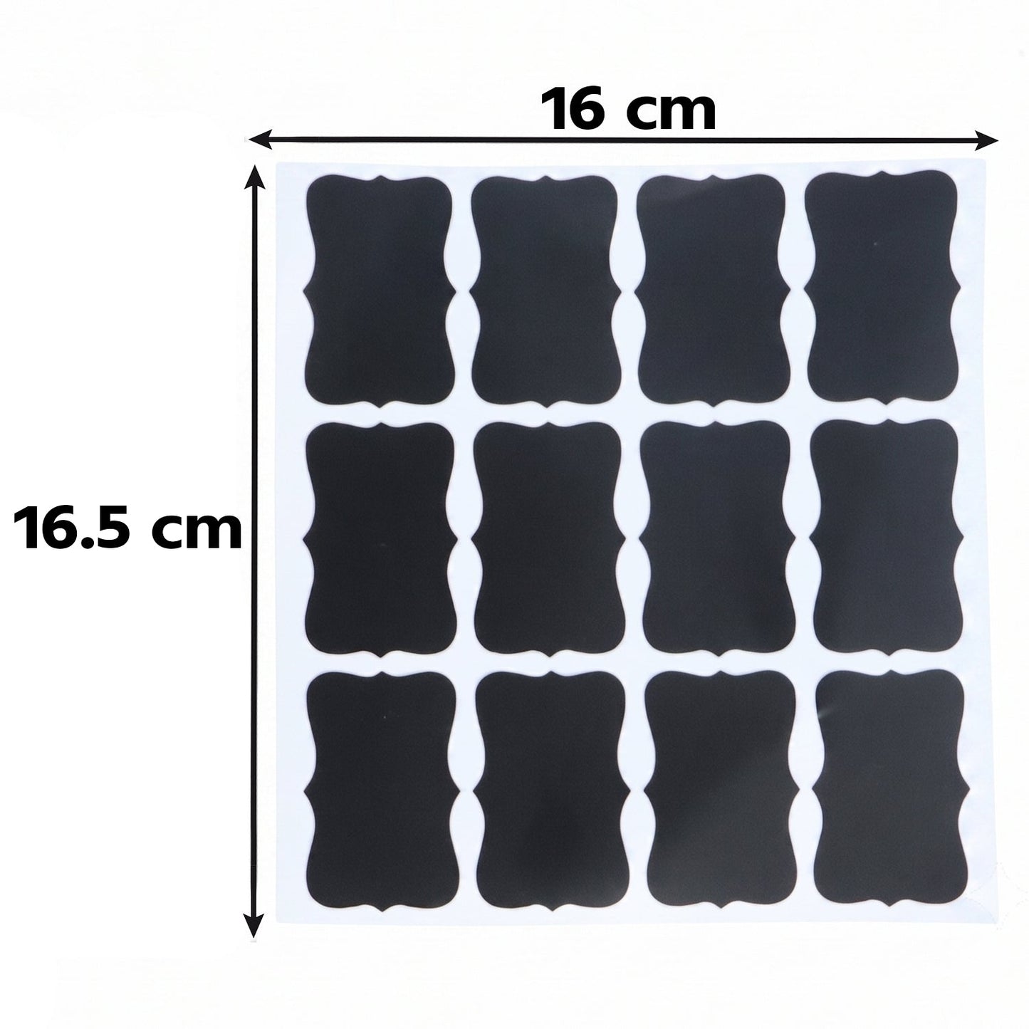 Set of Wukusy fancy shape chalkboard sticker labels with marker pen for jar labeling and decorative organization.