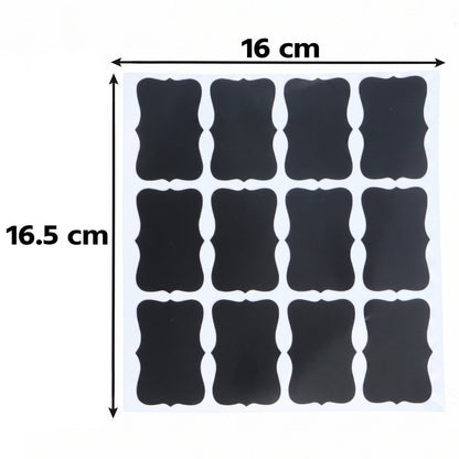 Set of Wukusy fancy shape chalkboard sticker labels with marker pen for jar labeling and decorative organization.