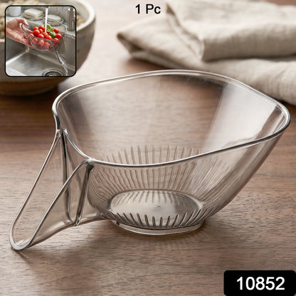 Wukusy fruit and vegetable washing strainer basket with funnel for kitchen sink drain, made of durable mesh material.