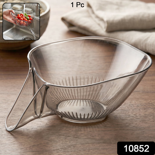 Wukusy fruit and vegetable washing strainer basket with funnel for kitchen sink drain, made of durable mesh material.