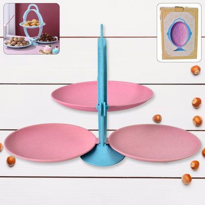 Wukusy foldable fruit plate and candy dish set with mirror-shaped dried fruit tray for home and kitchen use.
