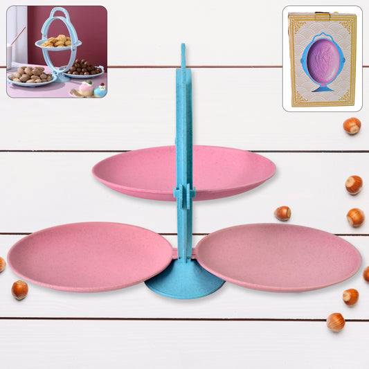 Wukusy foldable fruit plate and candy dish set with mirror-shaped dried fruit tray for home and kitchen use.