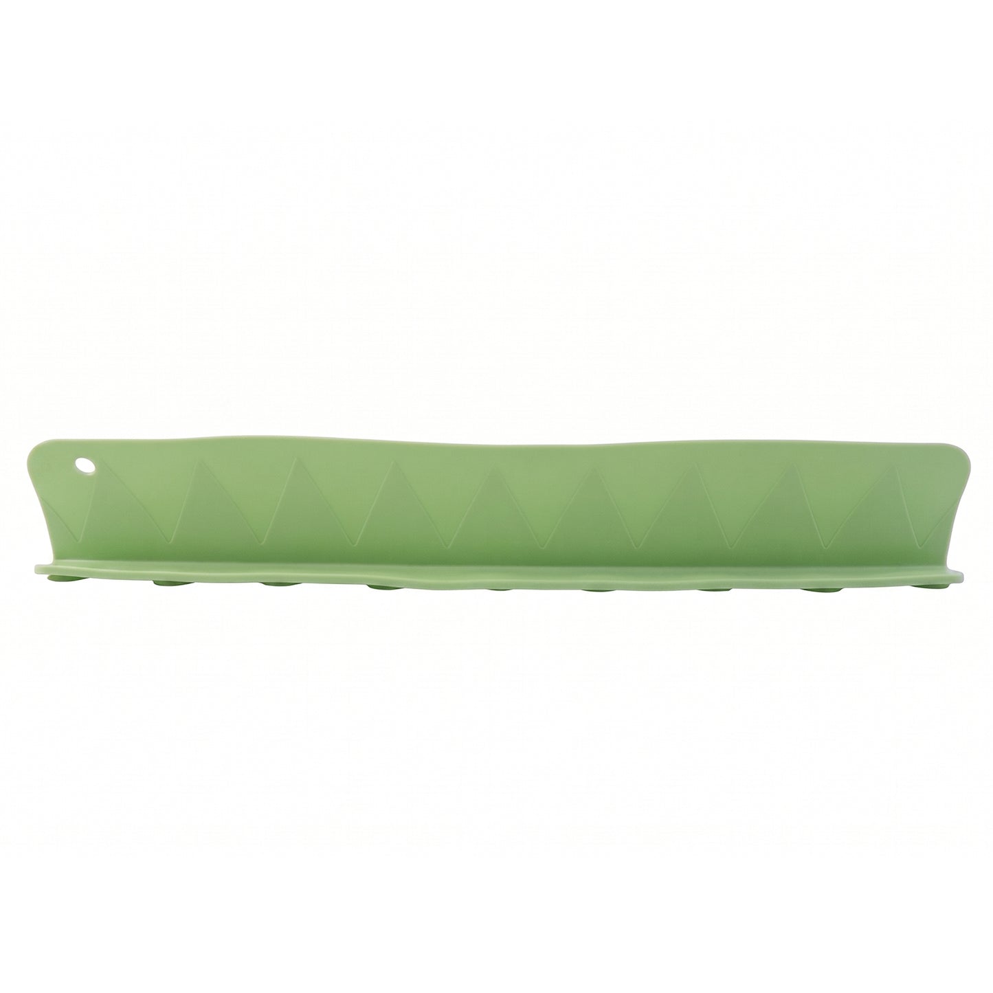 Flexible silicone kitchen sink splash guard in 48 cm, shown draped over a sink to prevent water splashes, by Wukusy.