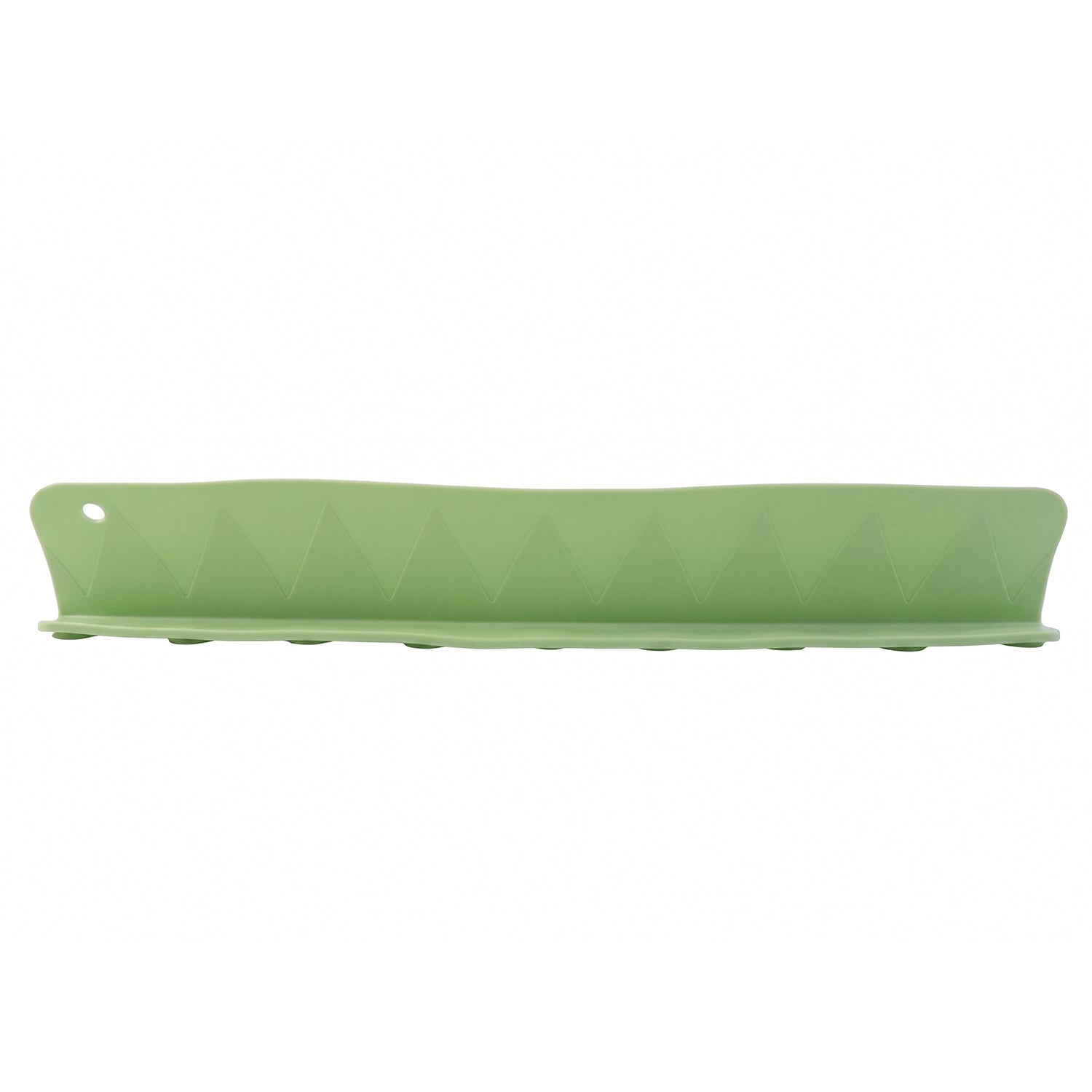 Flexible silicone kitchen sink splash guard in 48 cm, shown draped over a sink to prevent water splashes, by Wukusy.