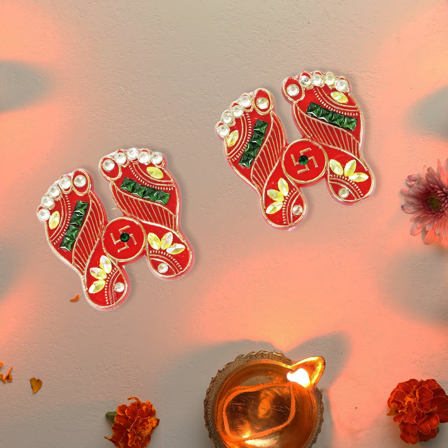 Set of six traditional Wukusy Shubh Labh door hangings for home decor, featuring intricate designs for auspicious entrance decoration.