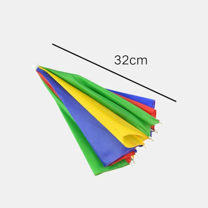 Wukusy hands-free umbrella hat shielding from sun and rain with wide brim for outdoor protection.