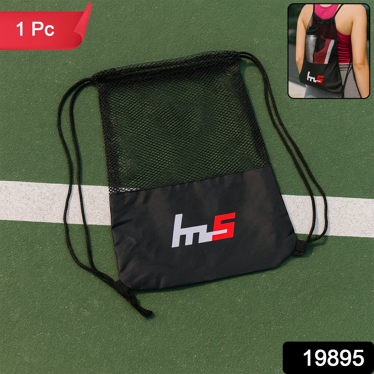 Wukusy mesh drawstring gym sack, breathable sports backpack with adjustable straps and spacious main compartment for workouts.