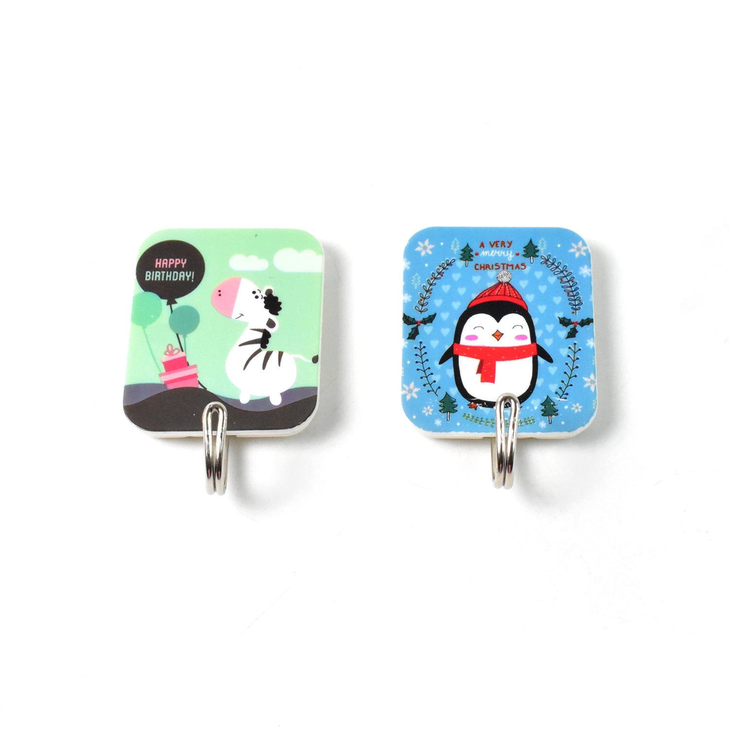 Set of two Wukusy multipurpose cartoon self-adhesive hooks for home and kitchen use, featuring colorful, strong, and easy-to-apply design.