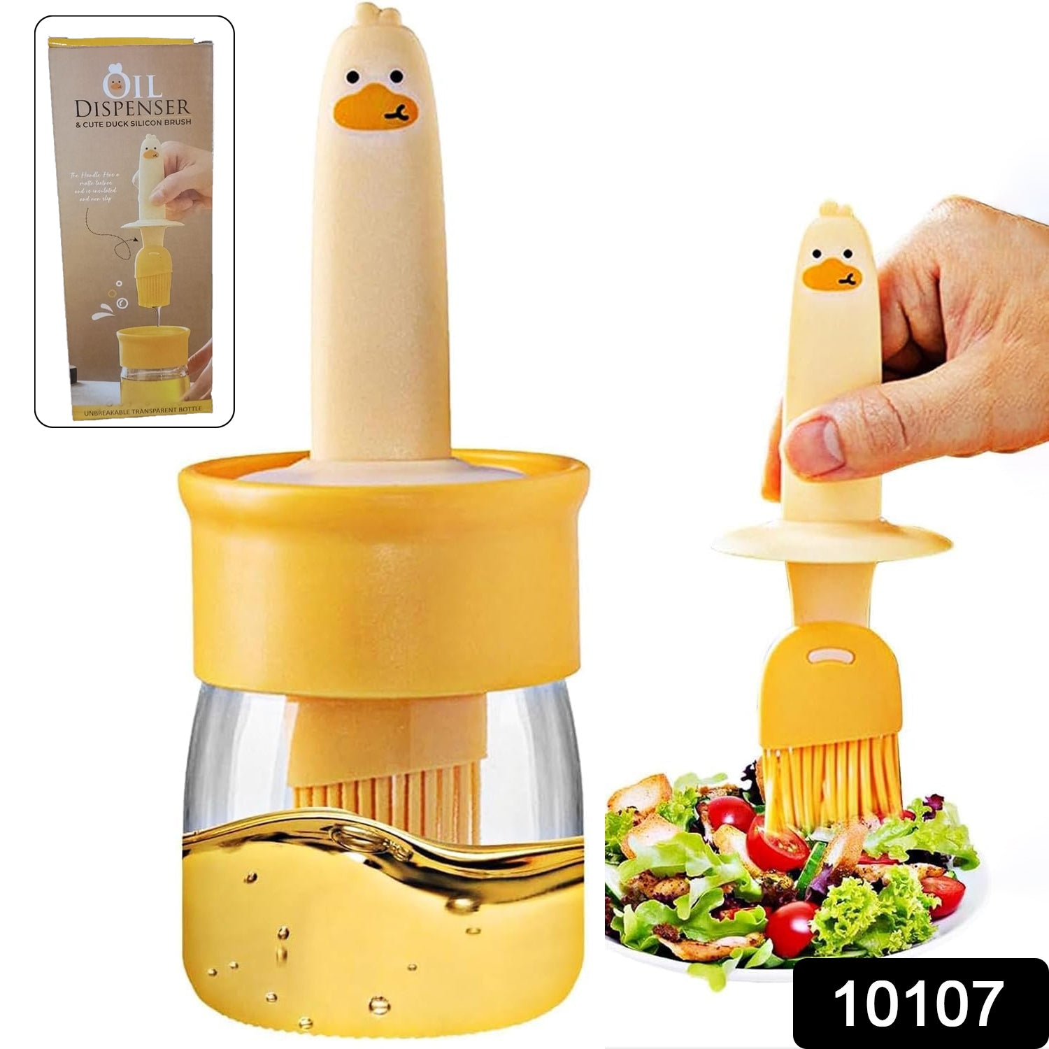 Wukusy 2-in-1 oil dispenser bottle with silicone basting brush set for kitchen cooking and oil pouring.
