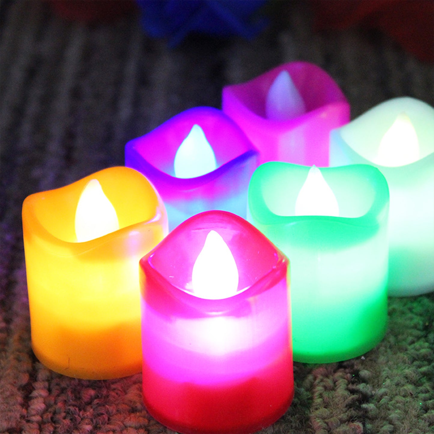 Set of 10 Wukusy LED tealight candles for festival or party decor, battery operated home decor candles with a warm glow.