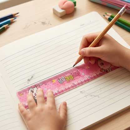 Kids school stationery kit by Wukusy featuring a 5-in-1 cute cartoon set with flexible pencils and colorful school supplies.