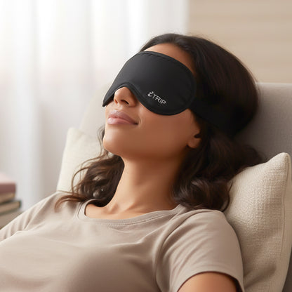 Wukusy premium soft padded sleep eye mask lying flat, comfortable and lightweight for restful sleep and eye relaxation.