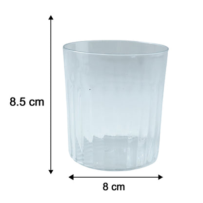 Six clear Wukusy premium transparent drinking glasses, 300 ml each, arranged on a table for everyday use.