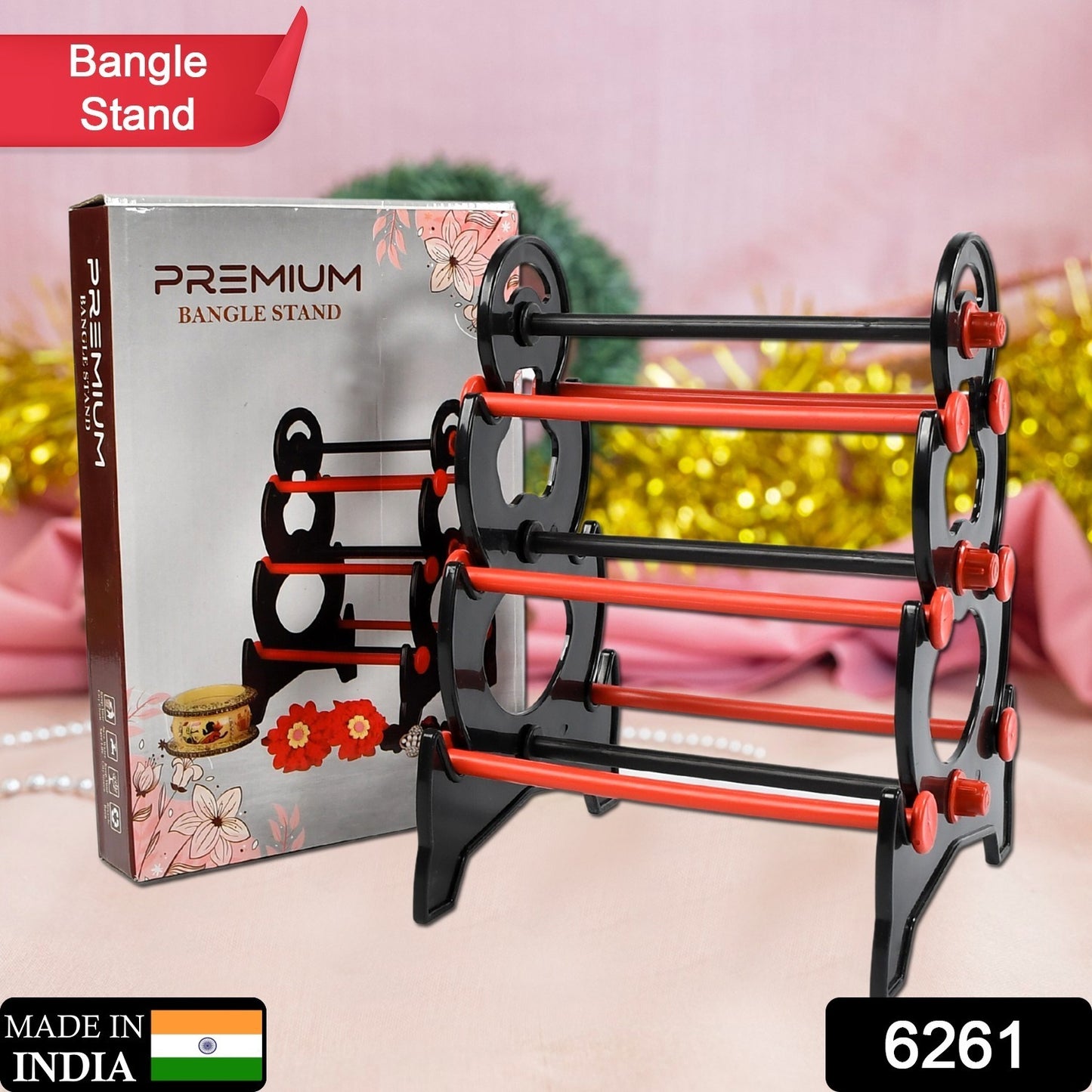 Wukusy 6261 bangle stand with 3 steps for organizing and displaying bangles and jewelry at home.