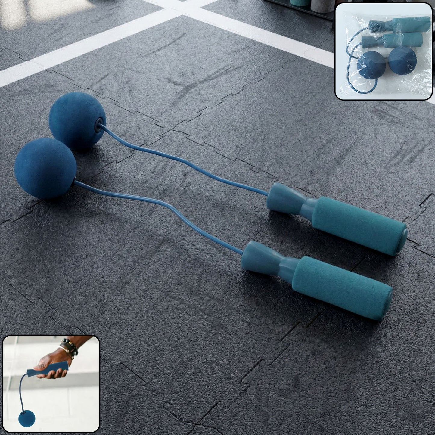 Pair of Wukusy fitness wrist balls with handle grips for exercise and hand strength training, shown on a white background.