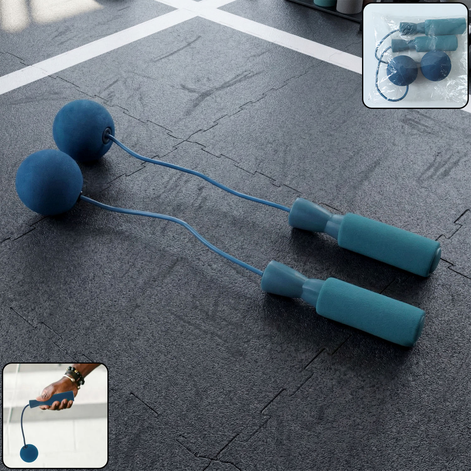Pair of Wukusy fitness wrist balls with handle grips for exercise and hand strength training, shown on a white background.