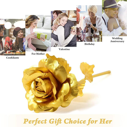 Wukusy Heart Love decorative showpiece with golden rose flower, part of a 2-piece gift set, featuring intricate design and elegant craftsmanship.