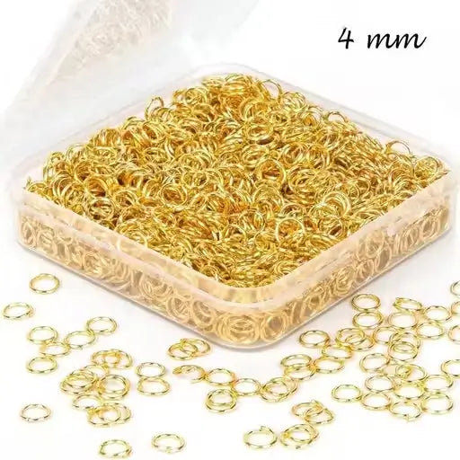 Set of 200 gold open jump rings for jewelry making by Ekom, decorative open metal rings for craft and jewelry projects.