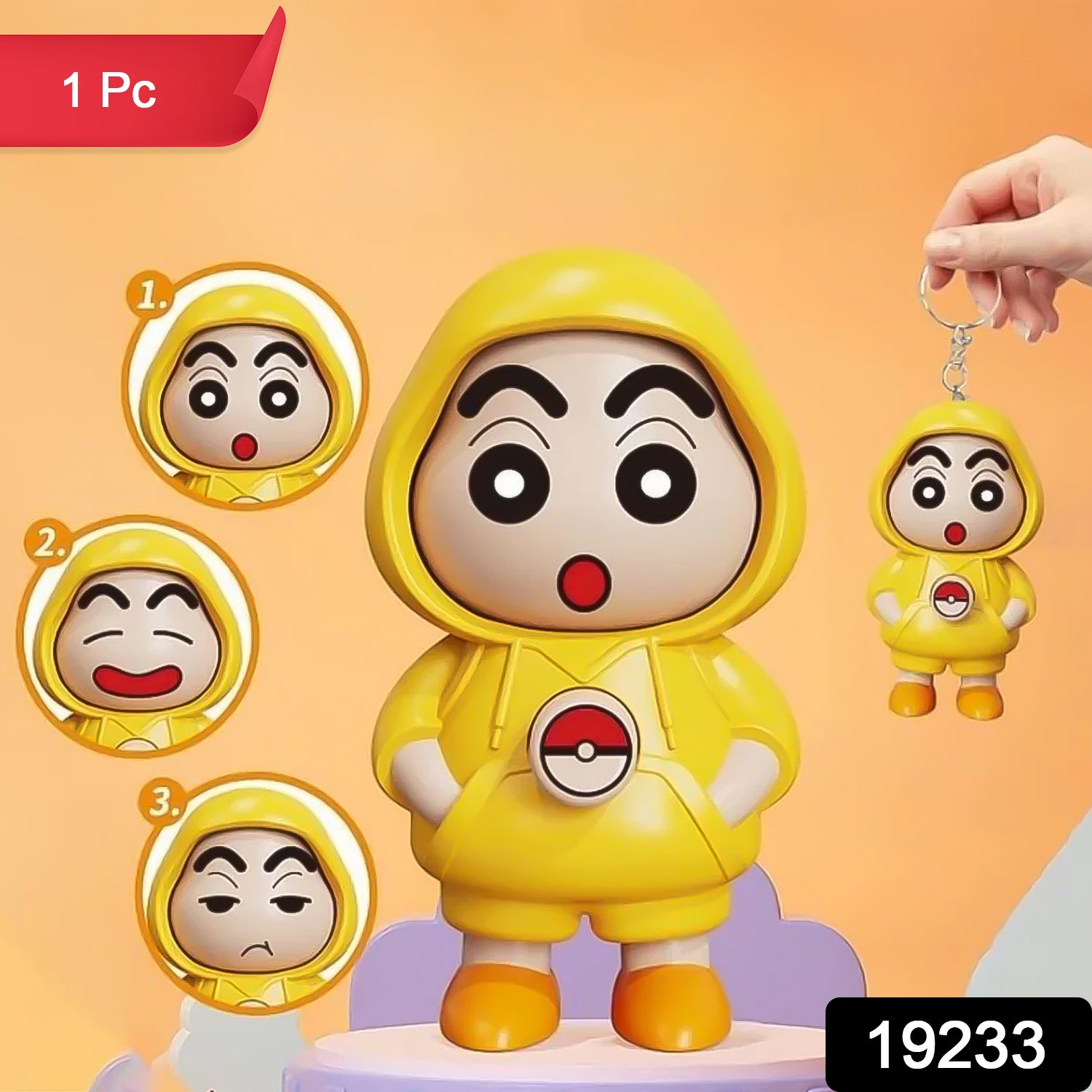 Wukusy face changing doll toy with keyring, small portable toy featuring a reversible face, ideal for kids and collectors.