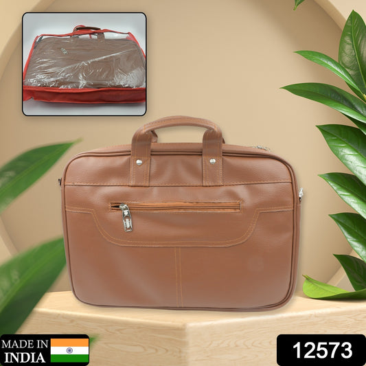 Wukusy travel multipurpose shoulder bag with multiple compartments, faux leather design, suitable for laptop, office, and business use.