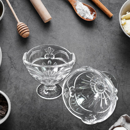 Set of six Wukusy glass ice-cream cups showing clear, round dessert cups for home kitchen serving or dessert presentation.