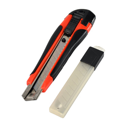 Wukusy heavy duty 18mm cutter knife set with rubber handle and extra blades, ideal for office and home cutting tasks.