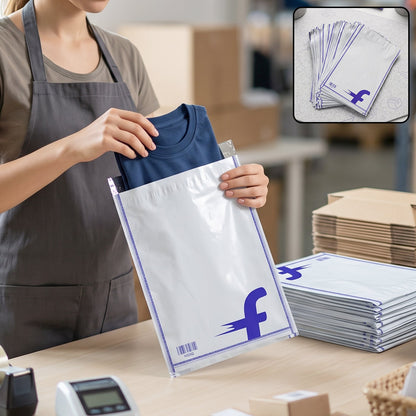 Wukusy Flipkart courier bags, 6.5 x 8 inch tamper-proof polybags, pack of 100 for secure product shipping.